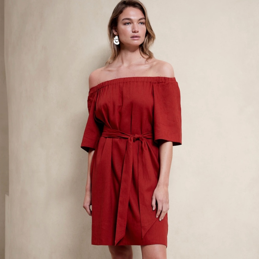 Linen Blend Mini Dress